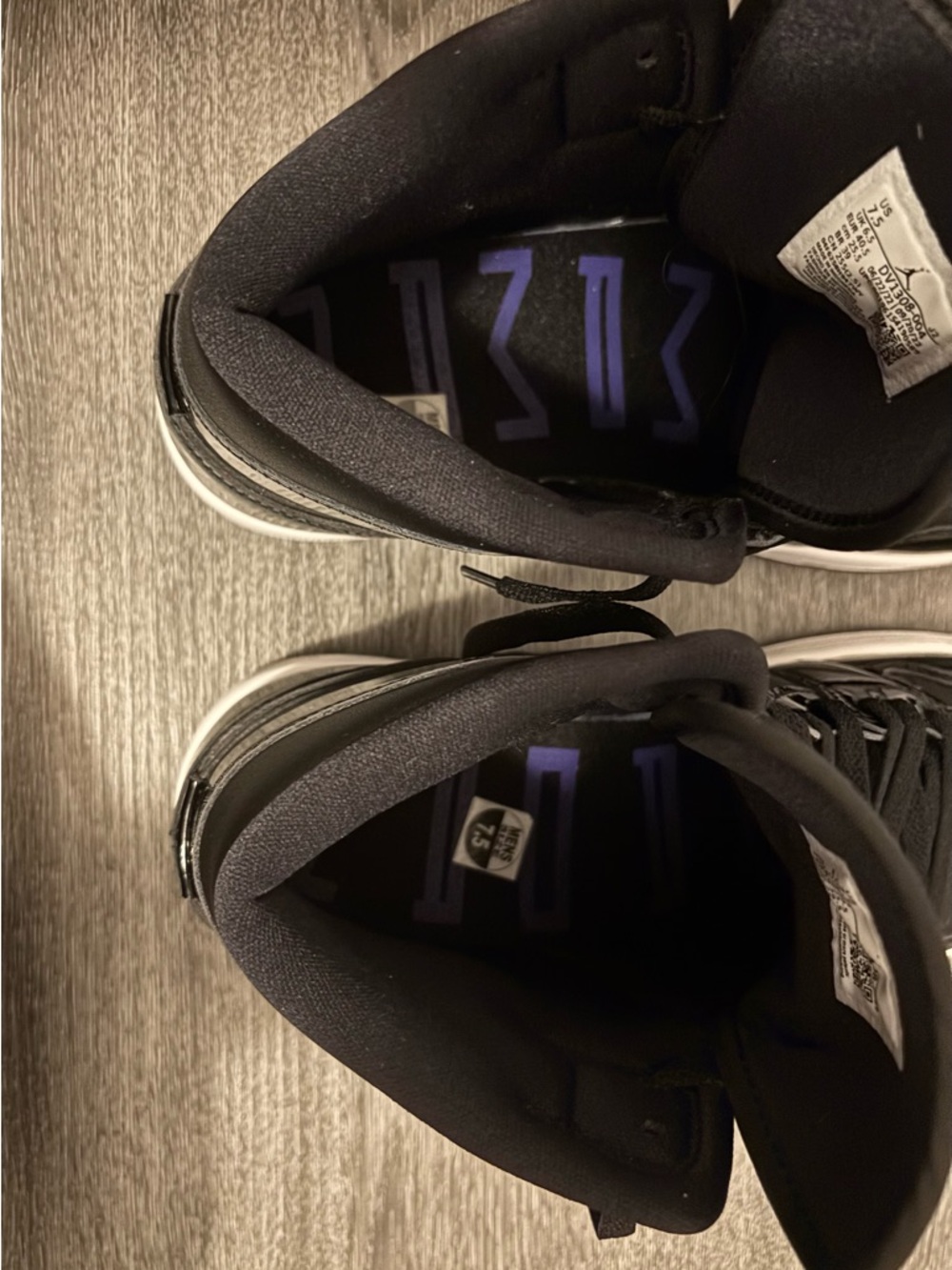 Jordan Black and Purple High-Top Sneakers - Picture 3 of 5